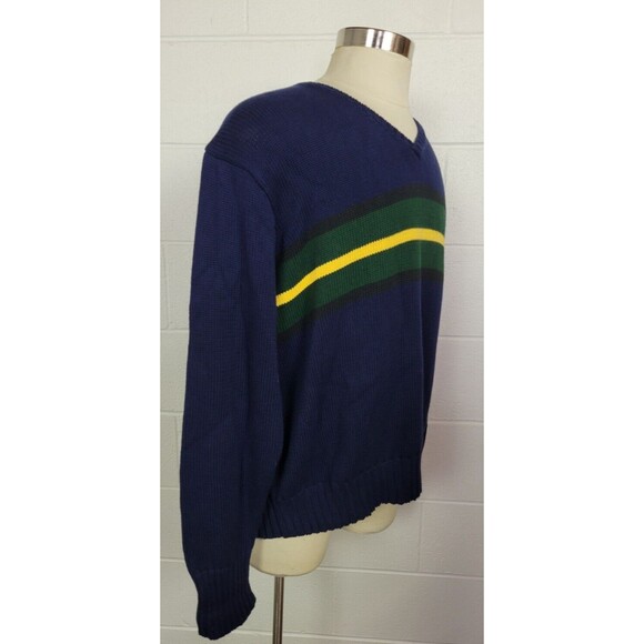 Polo Ralph Lauren Mens‎ V Neck Blue Cotton Stripe Sweater XXL - Picture 2 of 5